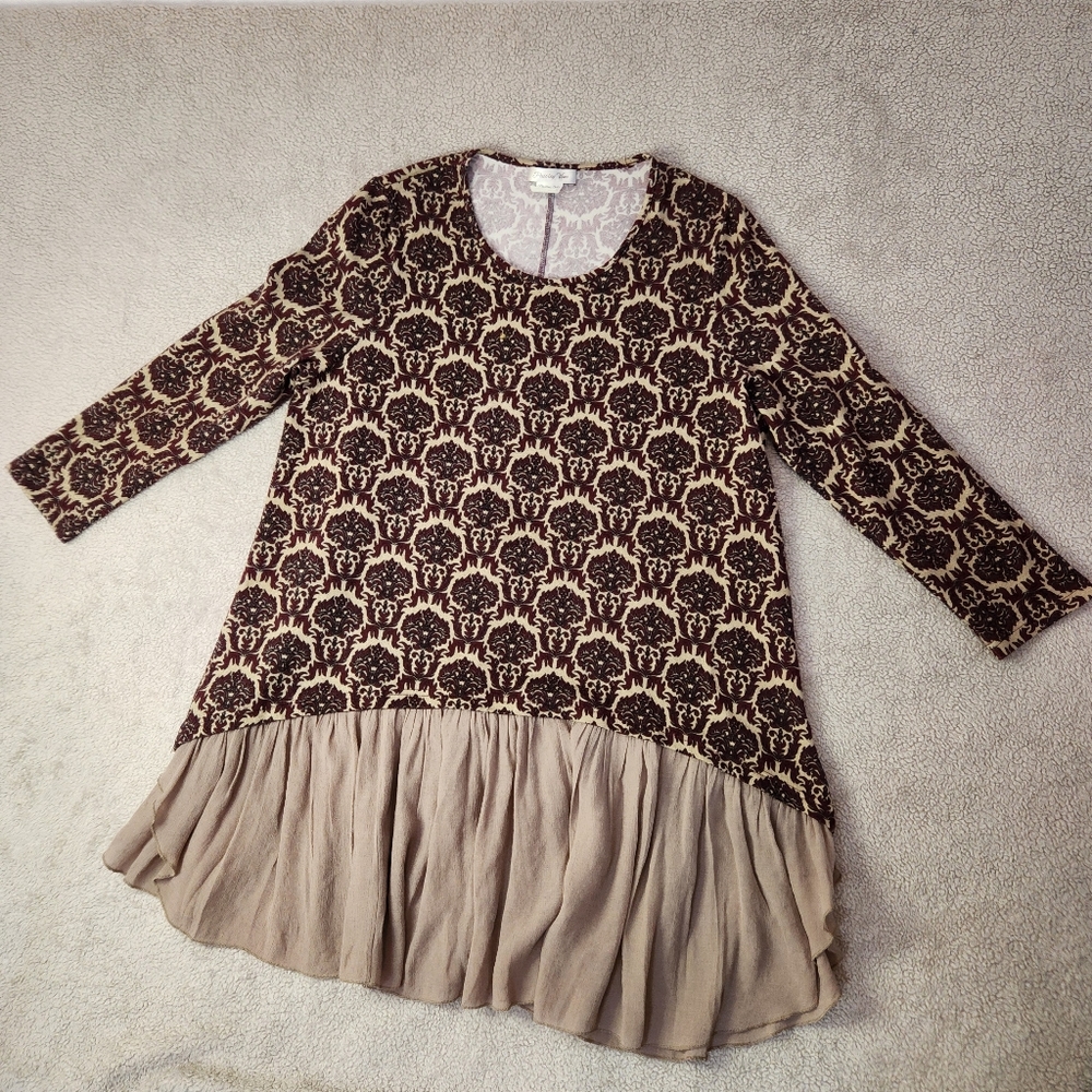 Paisley Vine Women's 1x Boho Chic Tunic Dress Rayon/Polyester/Spandex Floral